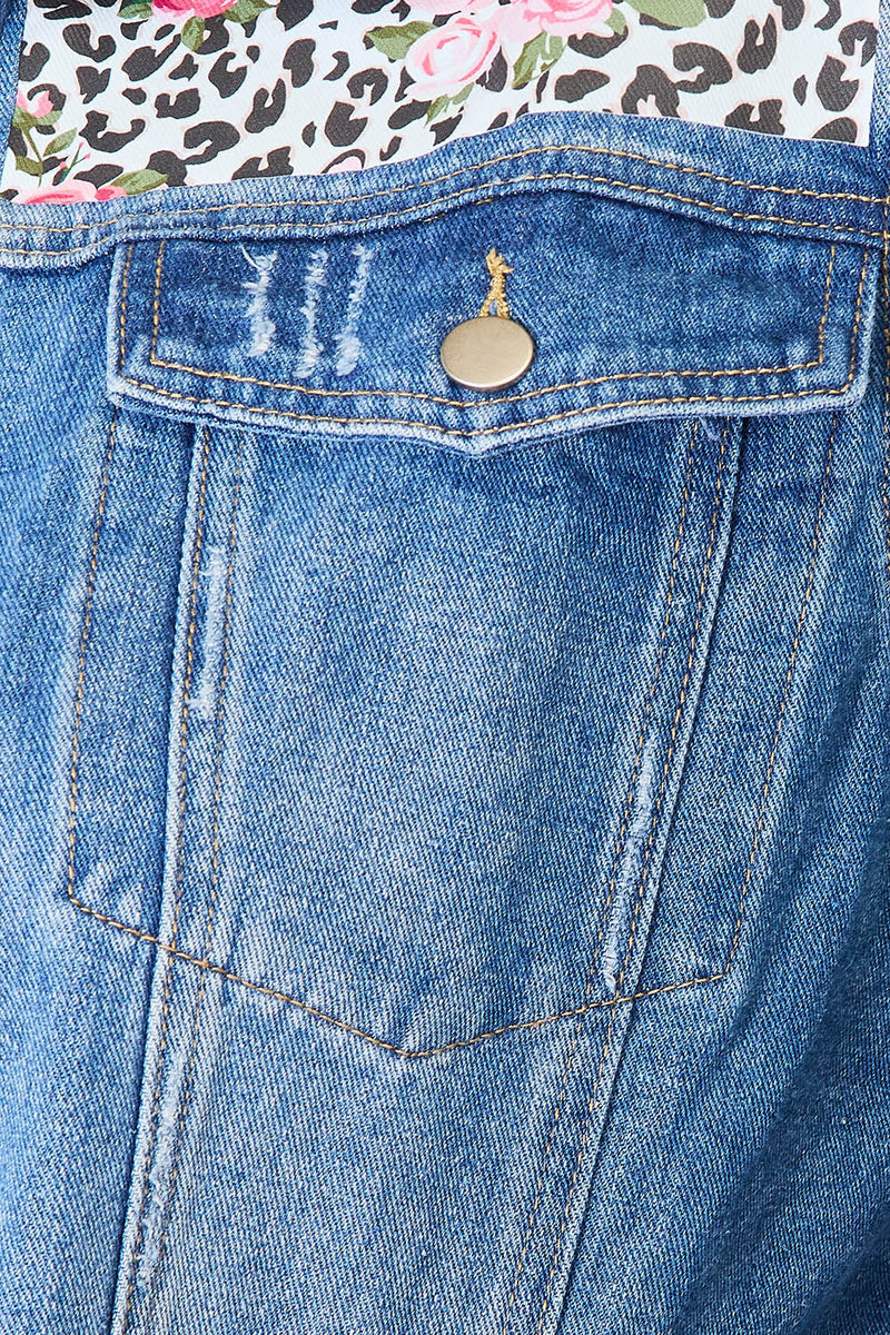Baeful - Veste en jean à ourlet brut et motif floral effet vieilli