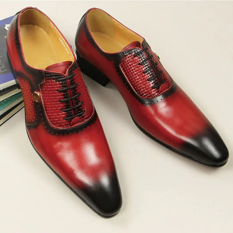 Men's Genuine Leather Wedding Two Tone Oxford Shoes