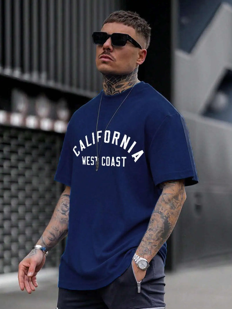 CALIFORNIA Camiseta de algodón con estampado de letras para hombre 