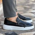 Mocasines tipo monje hechos a mano con detalle de doble hebilla JB para hombre 