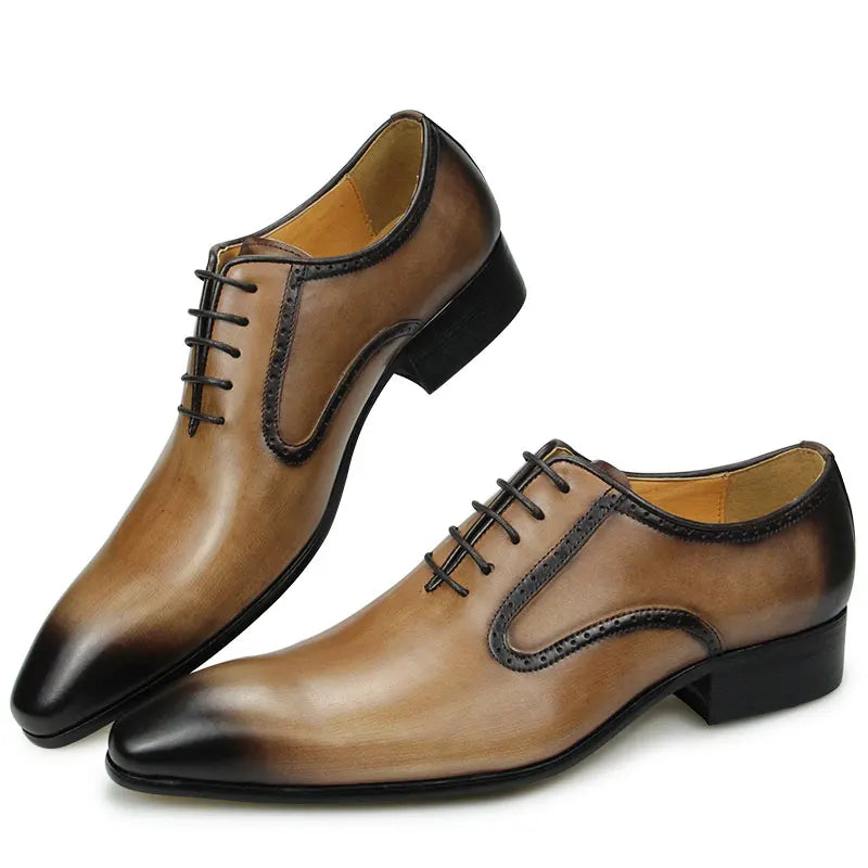 Men's Pointed Toe British Style Genuine Leather Oxford Shoes