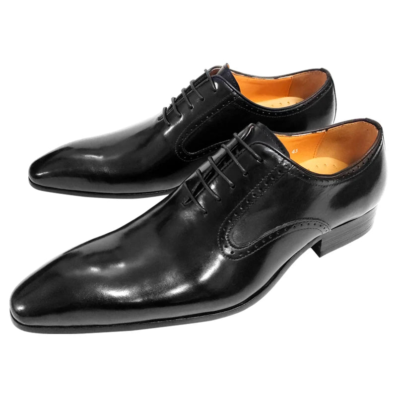 Men's Pointed Toe British Style Genuine Leather Oxford Shoes