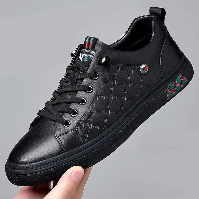 LUXE II Zapatillas de deporte con cordones de cuero genuino para hombre 