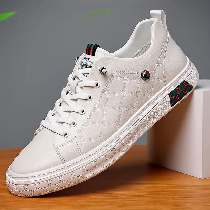 LUXE II Zapatillas de deporte con cordones de cuero genuino para hombre 