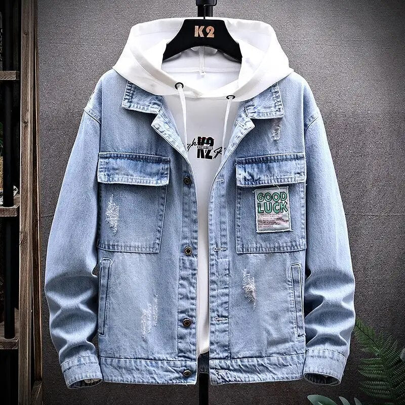 Men's Fall Korean Embroidery Denim Jacket