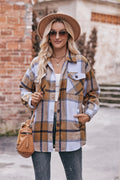 Mandy Plaid Long Sleeve Shirt Jacket with Pockets