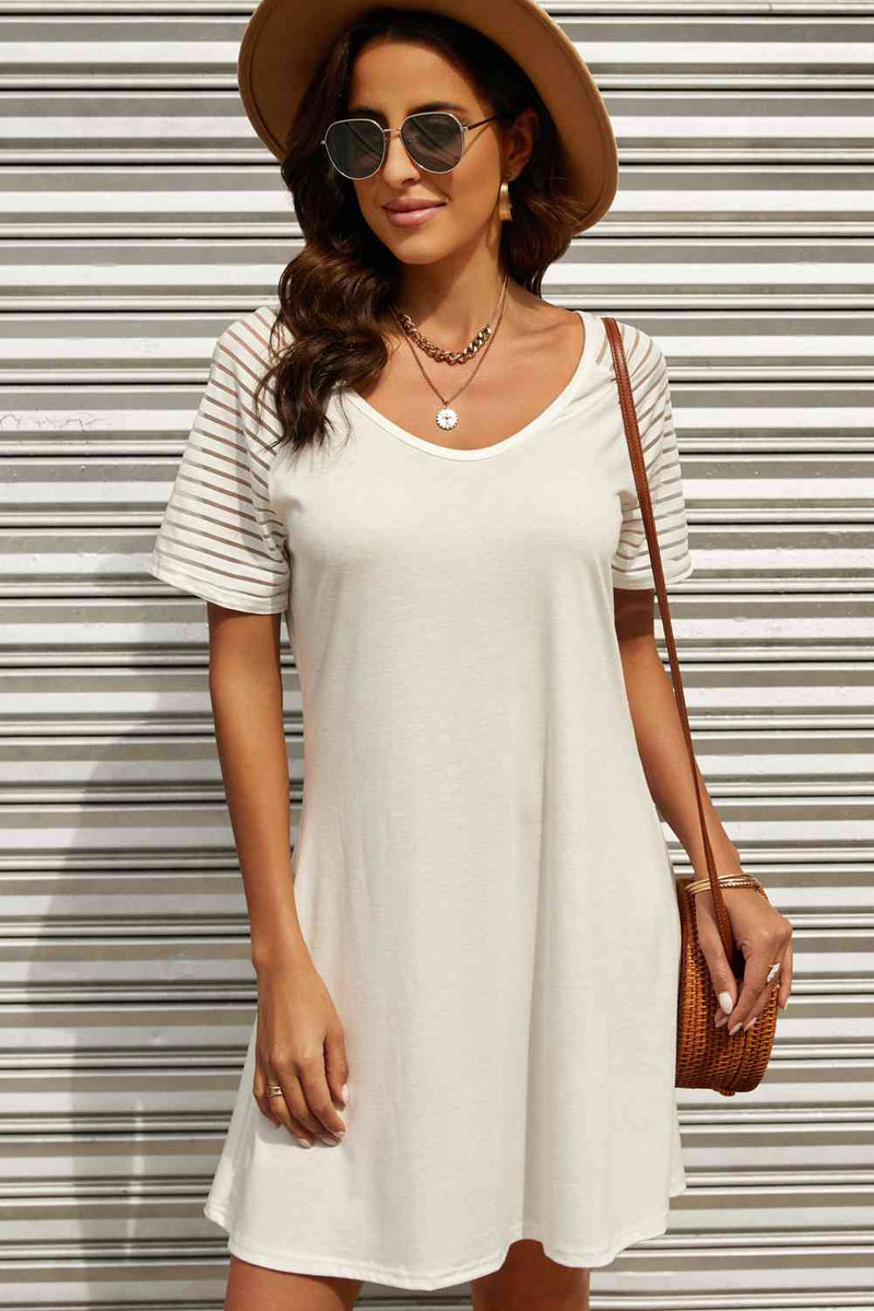 Robe t-shirt à rayures transparentes et manches raglan