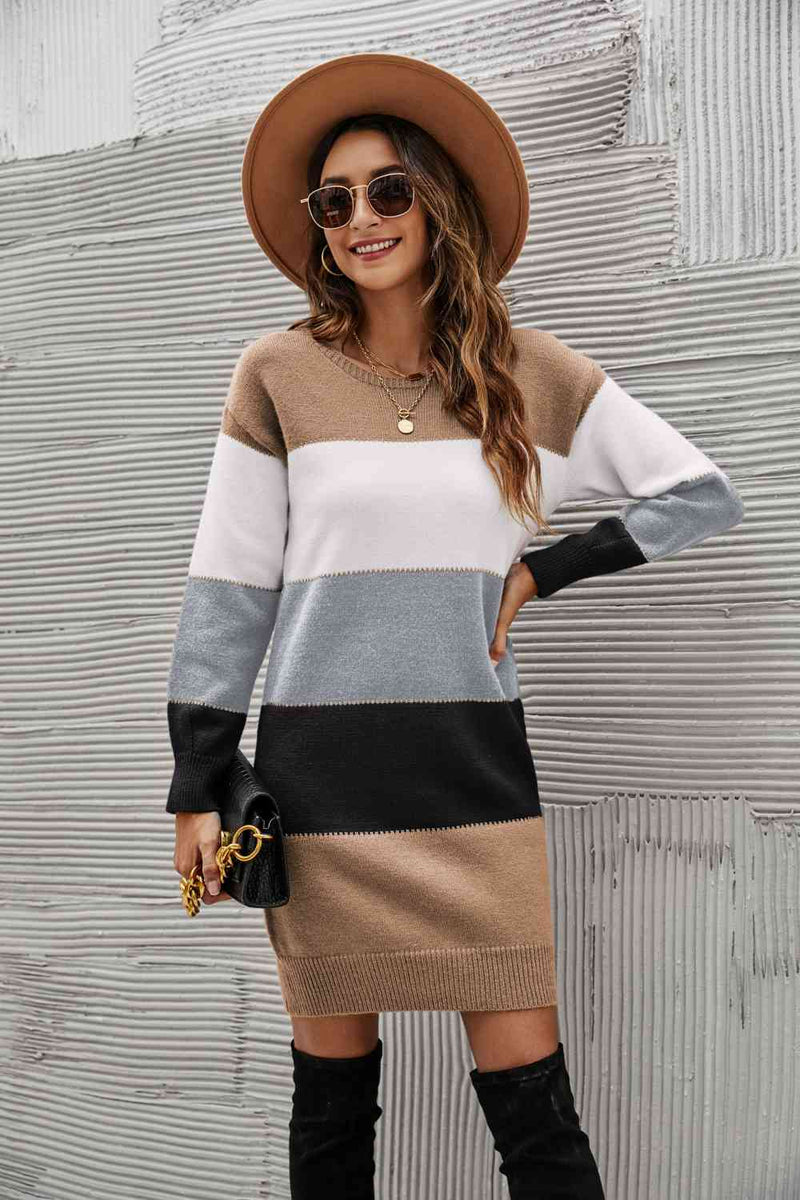 Woven Right Striped Sweater Dress