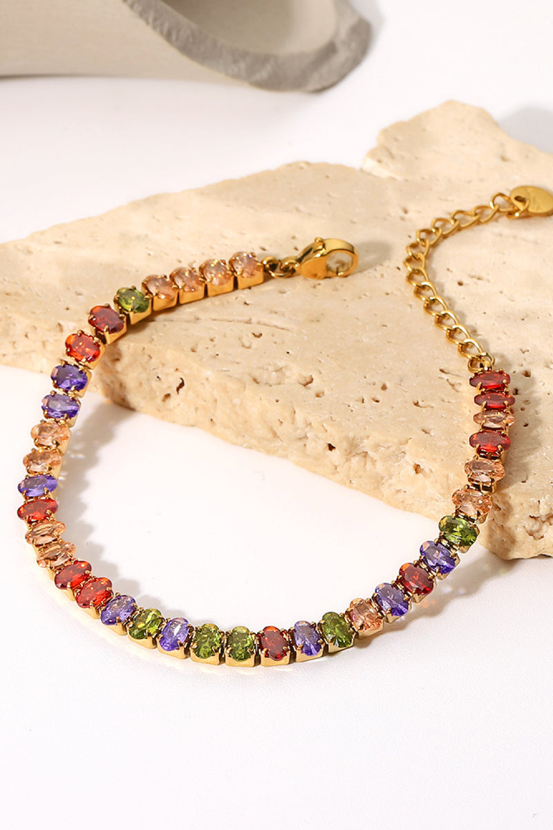 Bracelet Zircon Multicolore Plaqué Or 18K