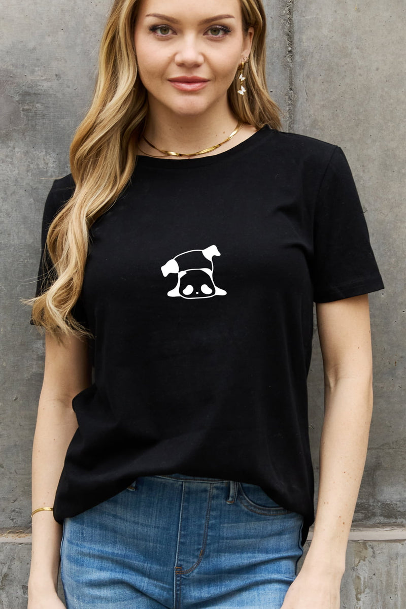 T-shirt en coton à motif panda pleine grandeur Simply Love
