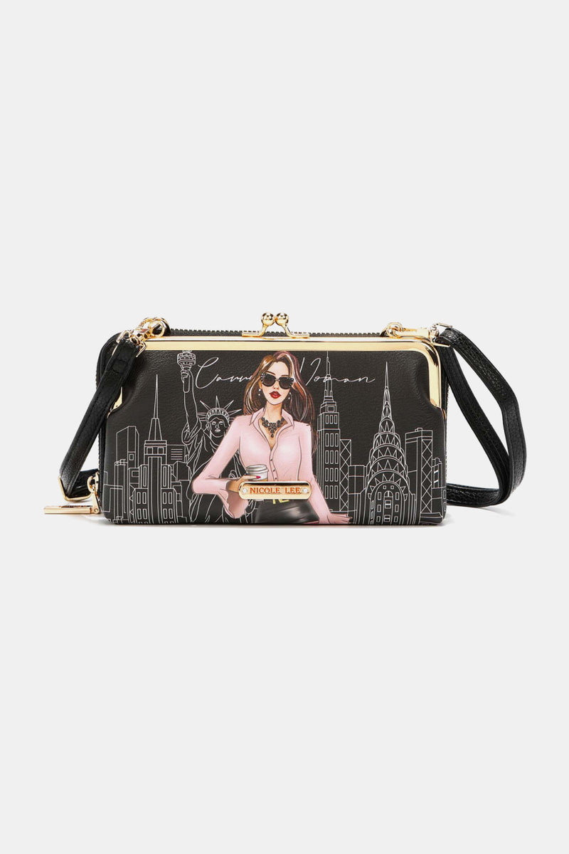 Nicole Lee USA Signature Kiss Lock Crossbody Wallet