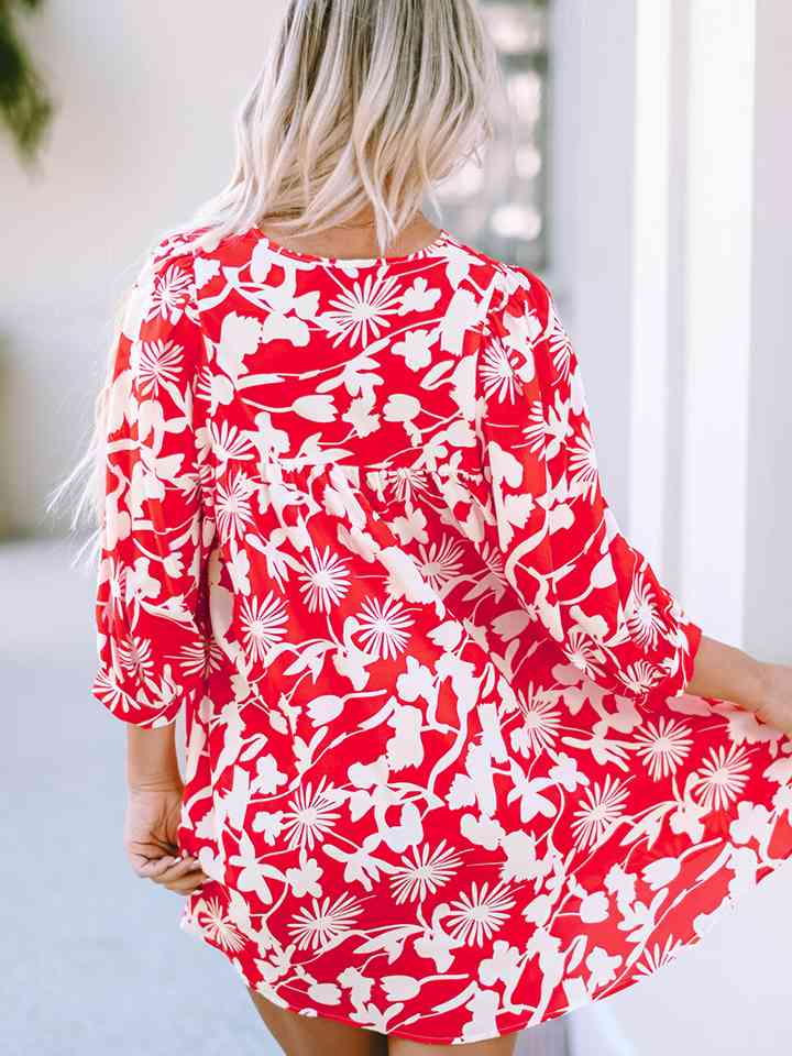 Mini-robe à imprimé floral et col cranté