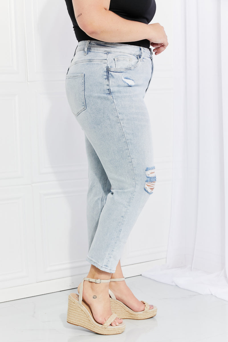 Vervet by Flying Monkey Destacados jeans cortos desgastados de tamaño completo