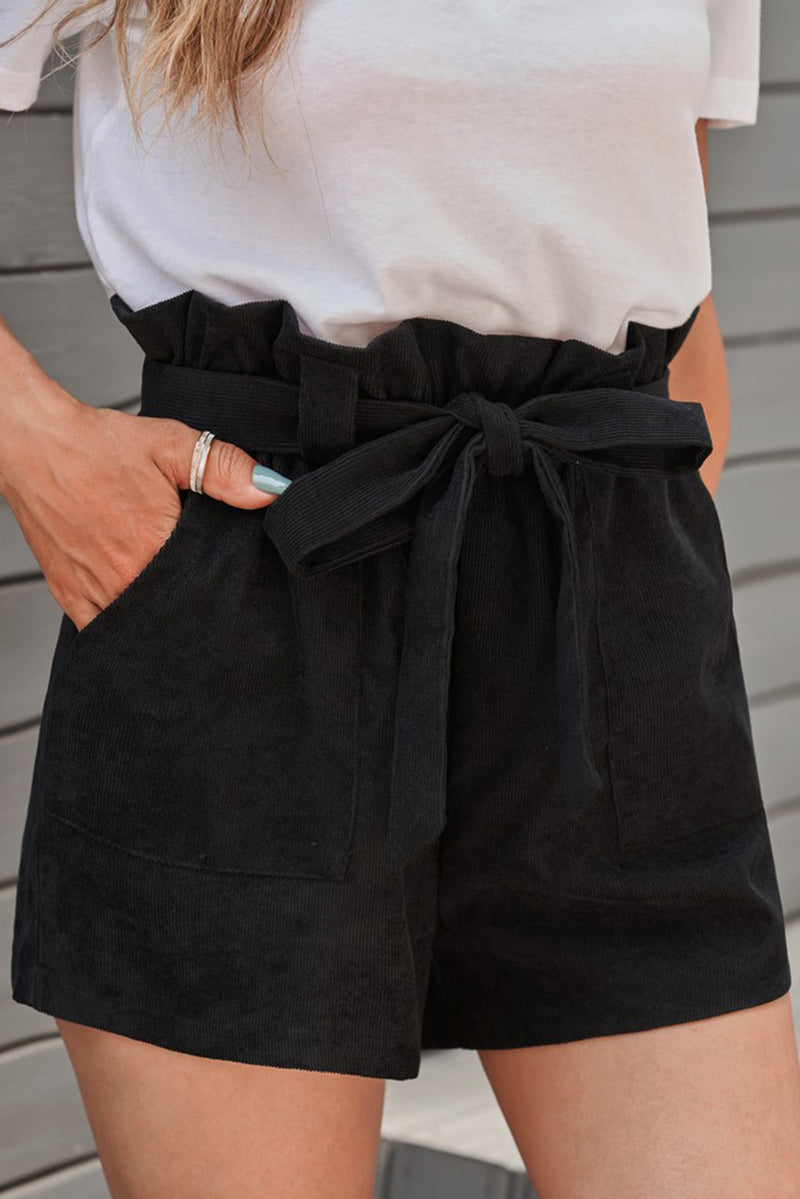 Shorts con bolsillo con cinturón y cintura paperbag