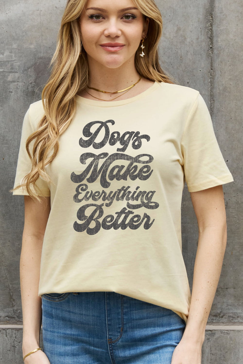 Simply Love T-shirt en coton graphique pleine grandeur LES CHIENS FONT TOUT MIEUX