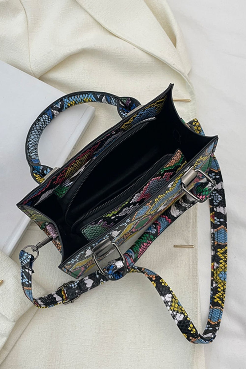 Bolso de cuero PU con estampado de piel de serpiente