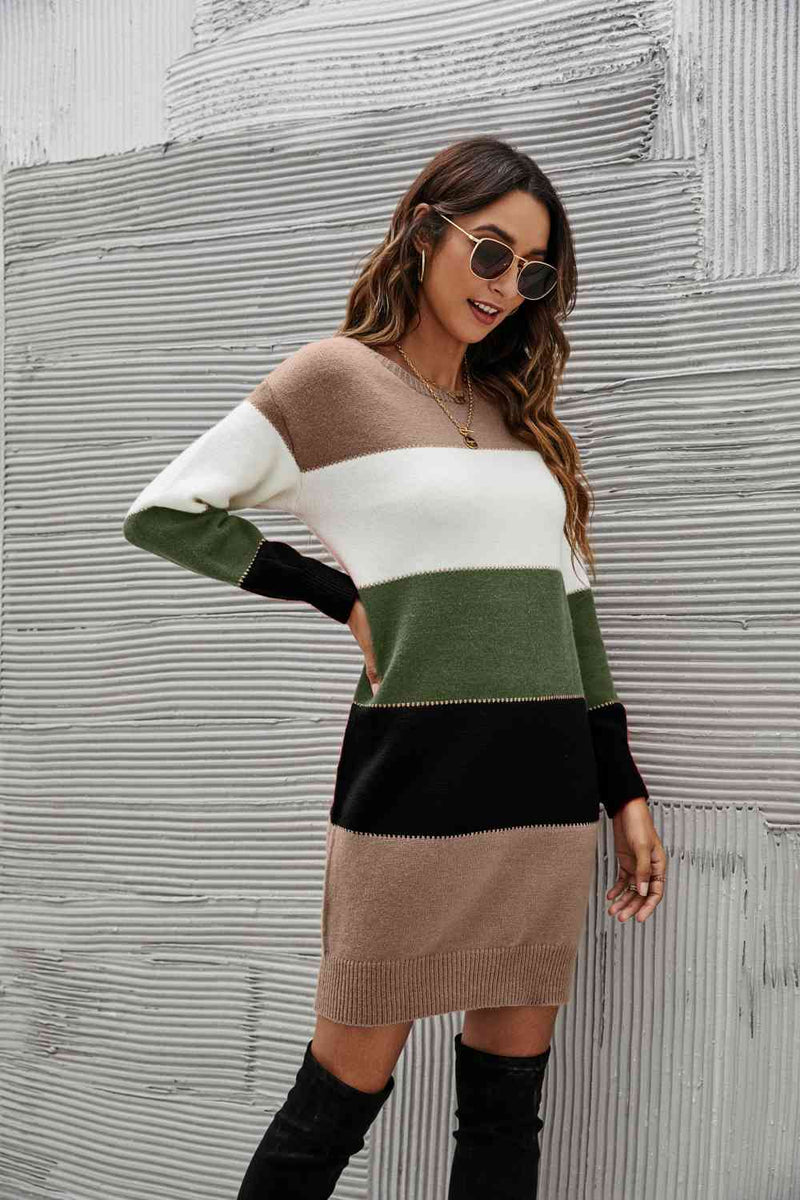 Woven Right Striped Sweater Dress