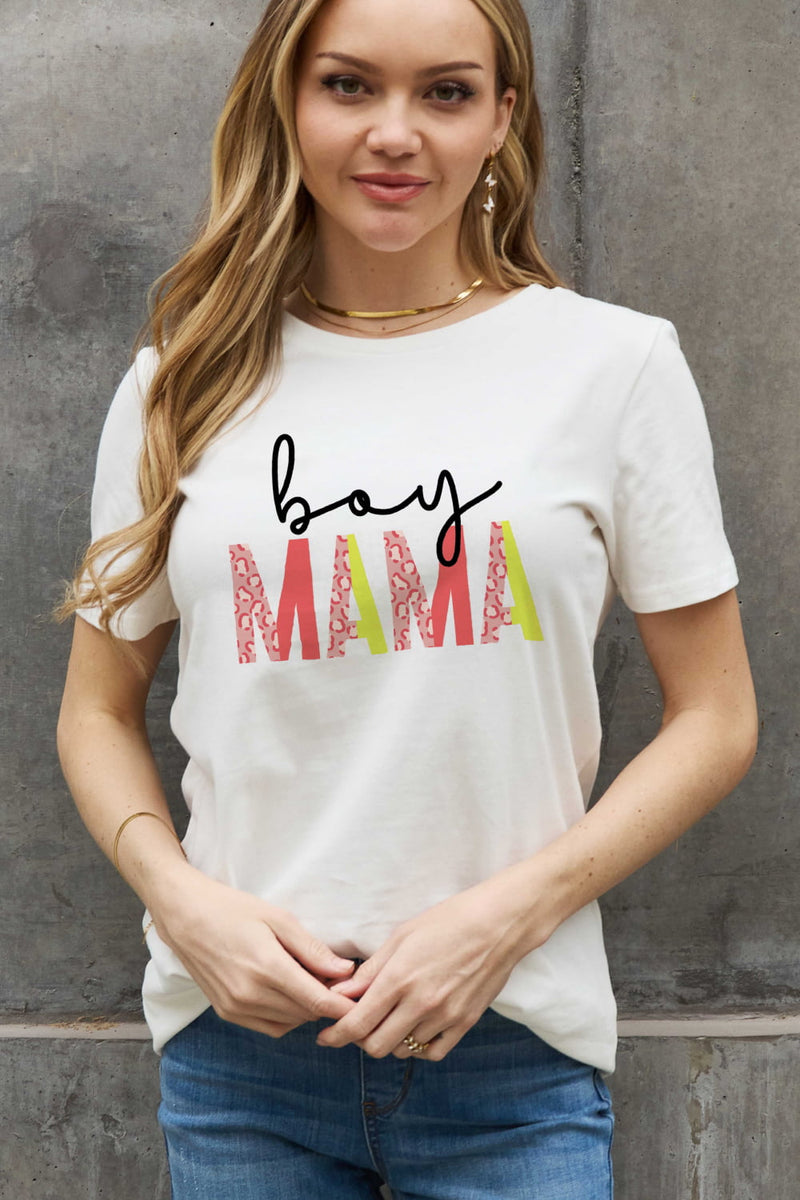 Simply Love T-shirt en coton graphique BOY MAMA pleine taille