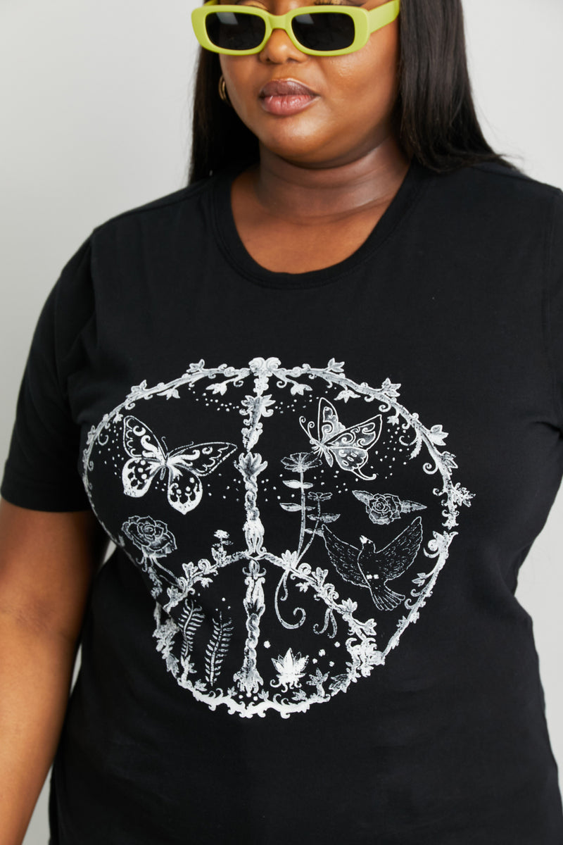 Camiseta con estampado de mariposas de tamaño completo de mineB