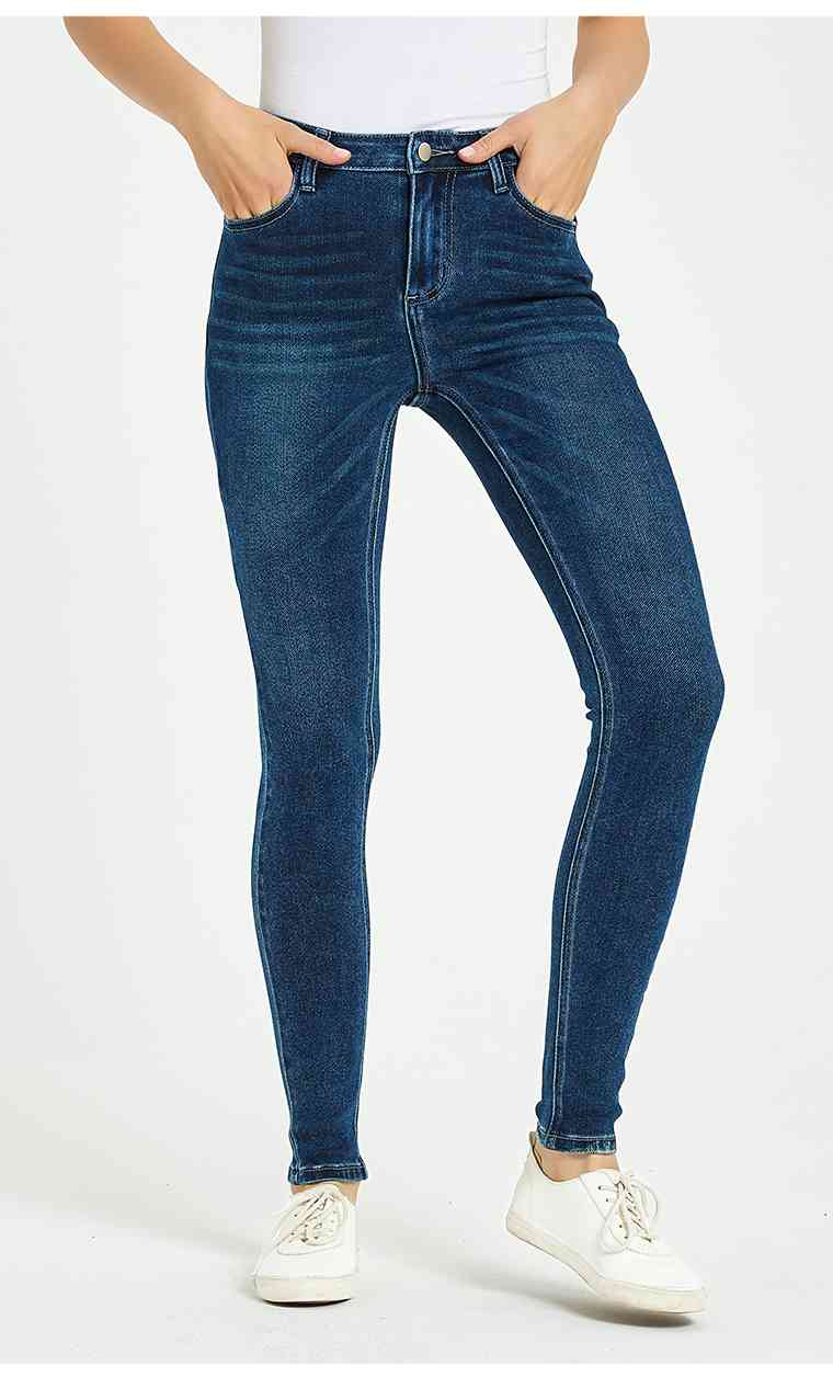 Jean skinny taille mi-haute pleine taille