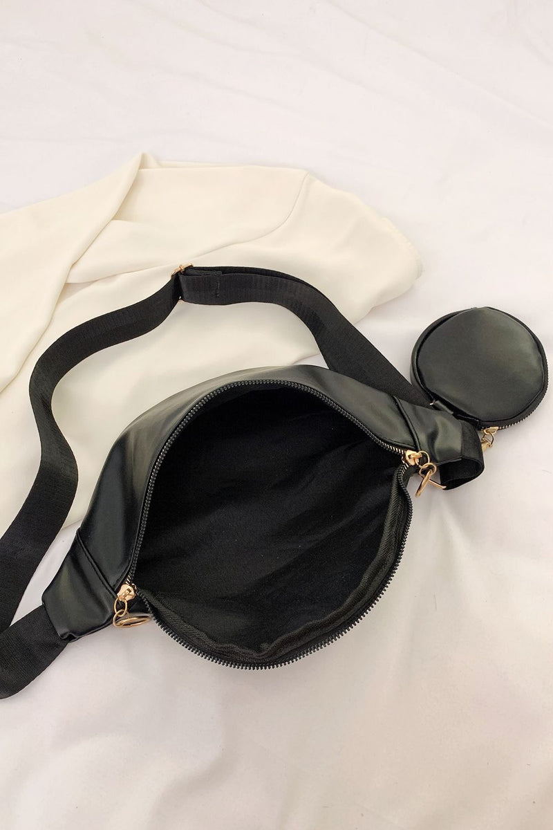 Bolso bandolera de cuero PU con bolso pequeño