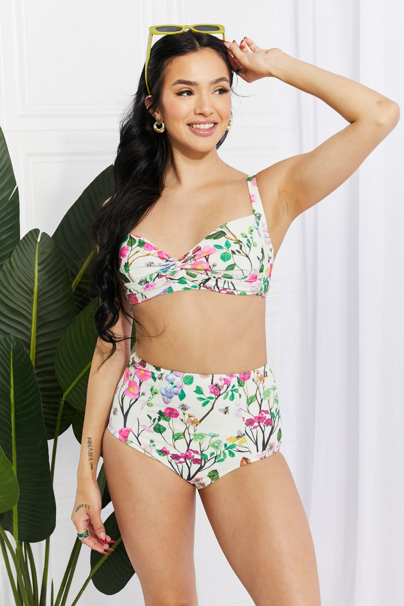 Marina West Swim - Bikini taille haute torsadé Take A Dip en crème