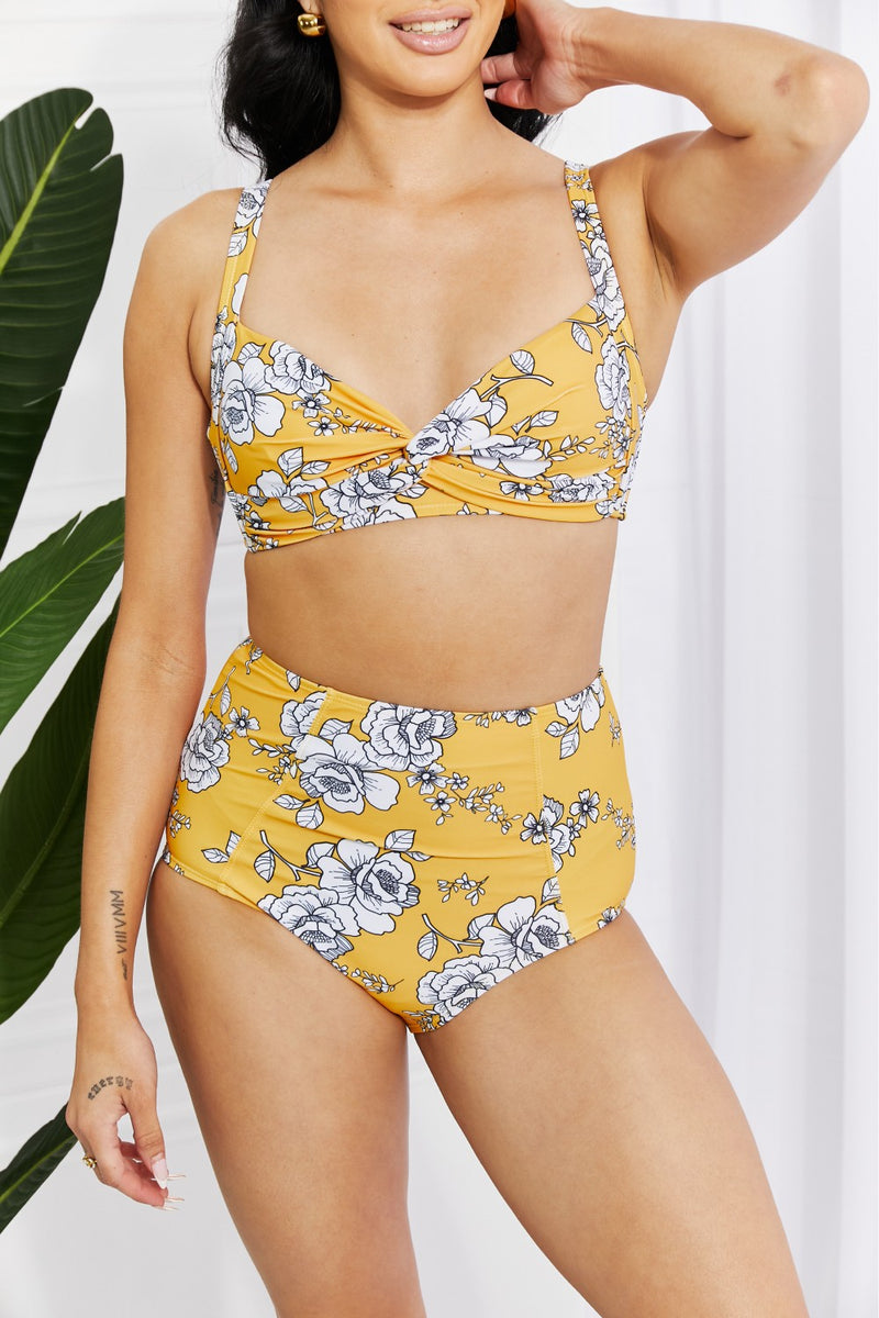 Marina West Swim Bikini taille haute torsadé Take A Dip moutarde