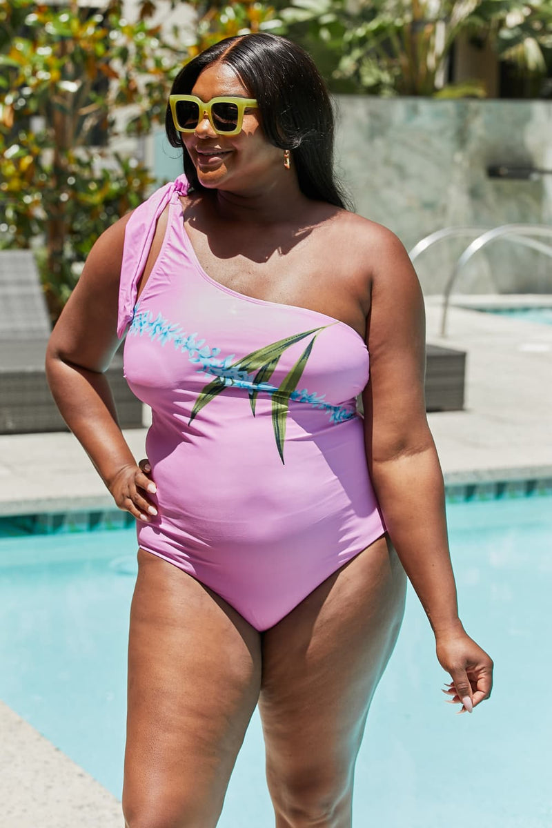 Marina West Swim Vacay Mode Maillot de bain une épaule en rose œillet