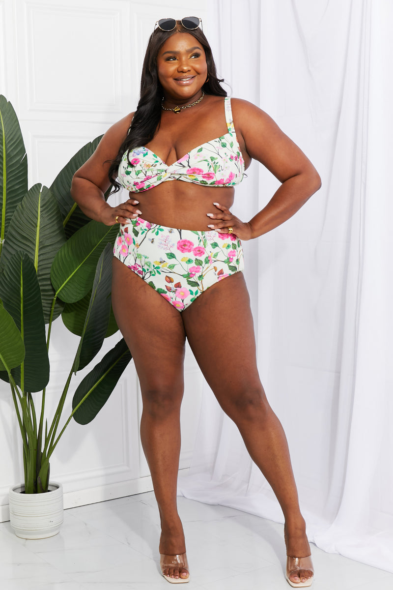 Marina West Swim - Bikini taille haute torsadé Take A Dip en crème