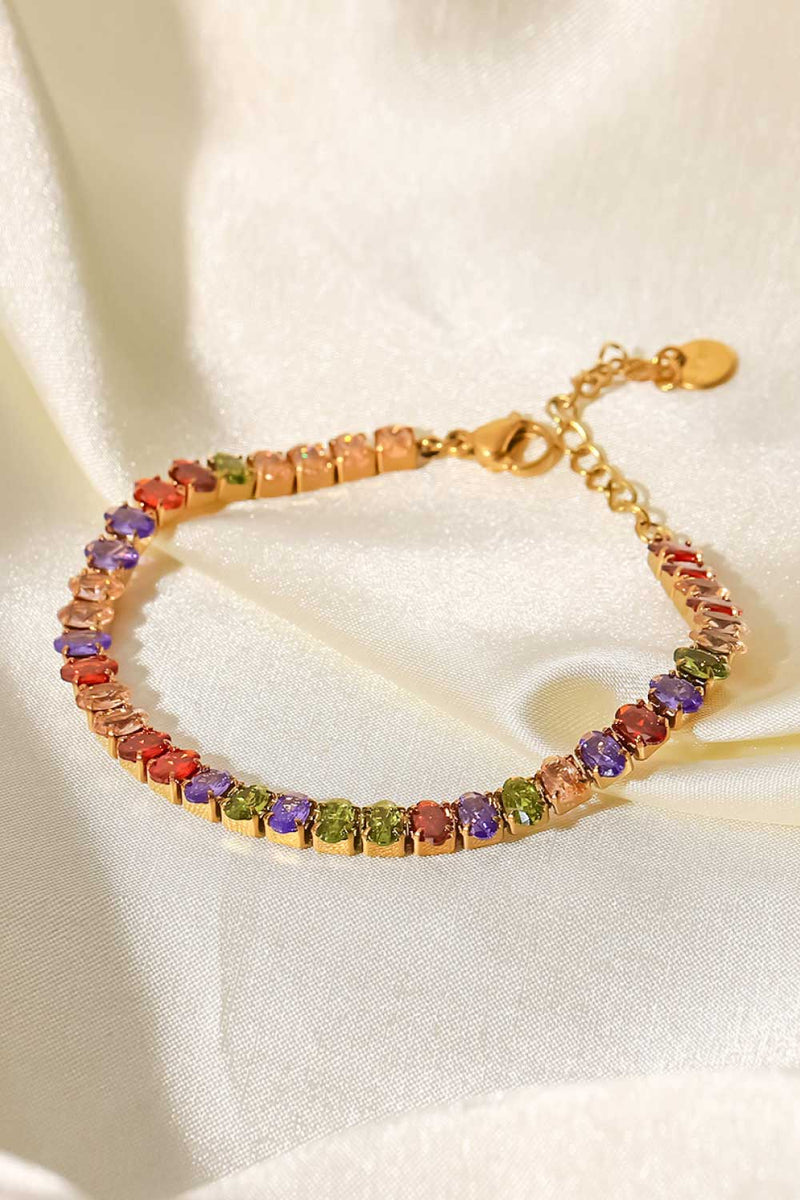 Bracelet Zircon Multicolore Plaqué Or 18K