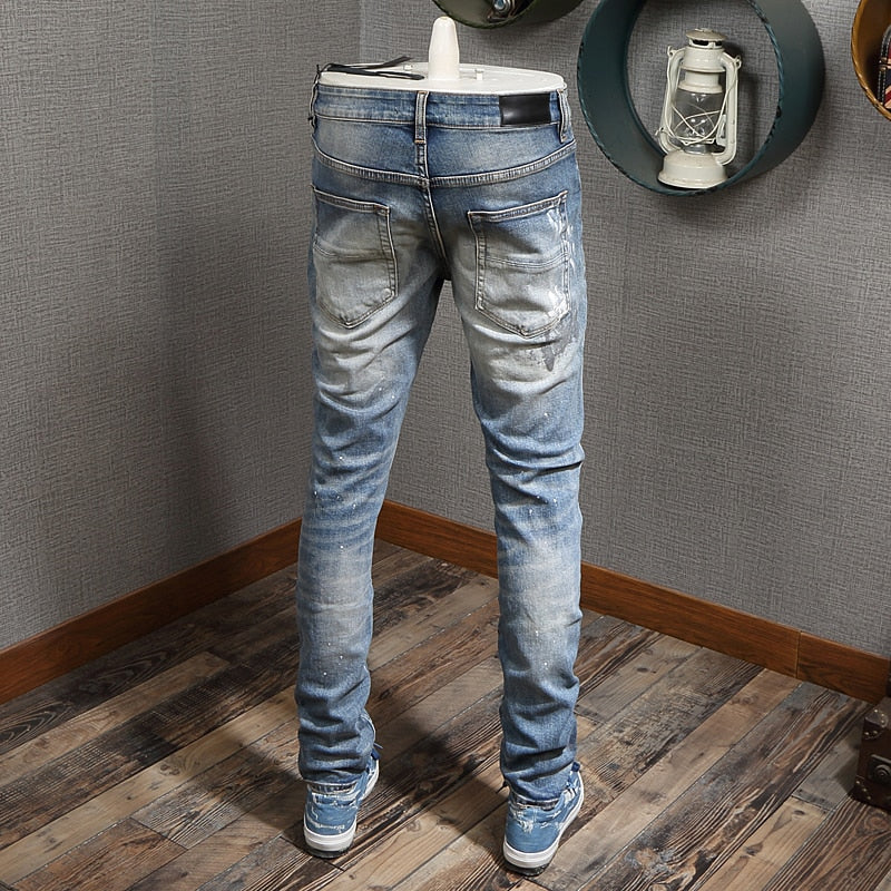 Jeans rasgados azul claro High Street Fashion para hombre