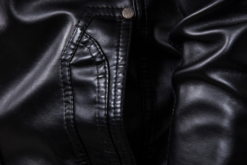 Men's Autumn Winter Motorcycle PU Leather Jacket