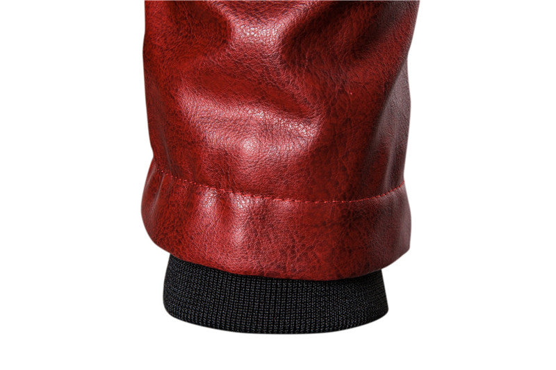 Chaqueta con cuello de piel de cuero PU estilo punk para hombre