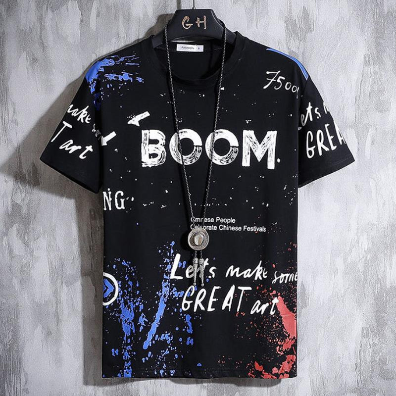 BOOM T-shirt d'été à col rond pour homme 