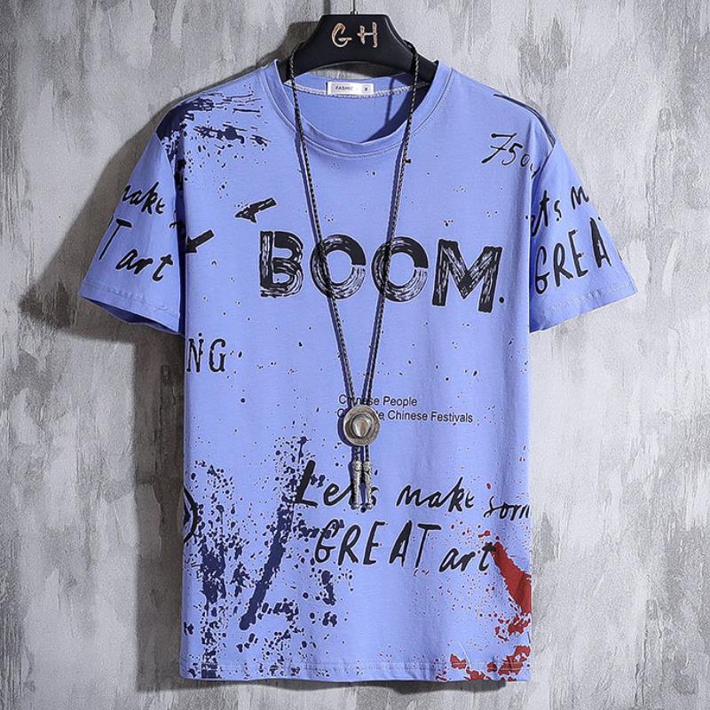 BOOM T-shirt d'été à col rond pour homme 