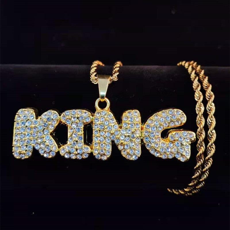 KING Pendentif pour homme Iced Out Collier