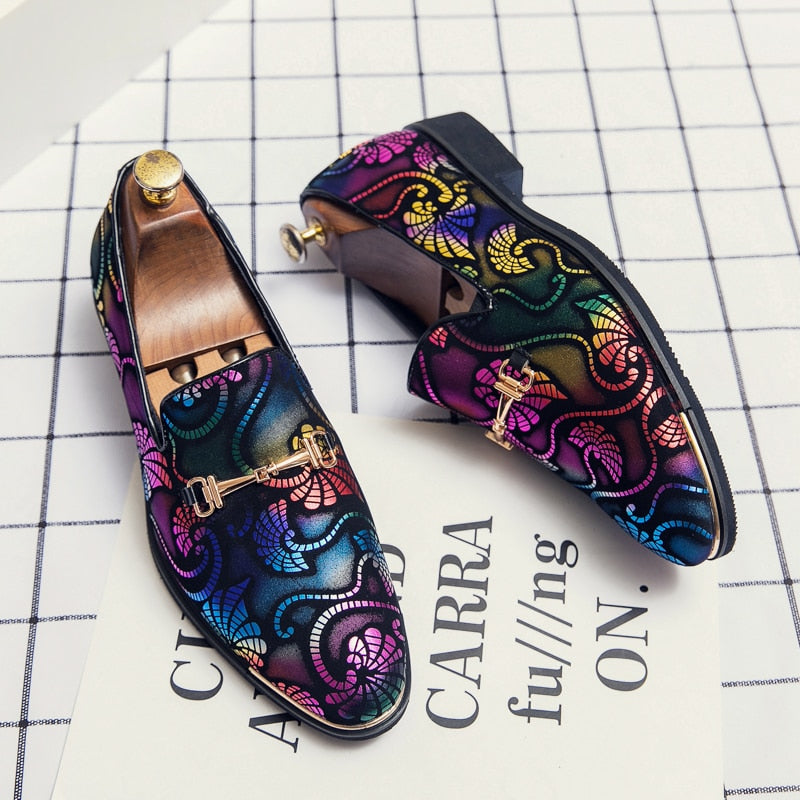 Mocasines sin cordones de diseño floral para hombre