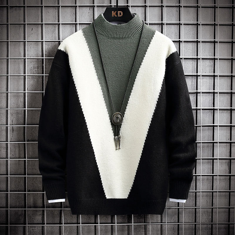 Pull homme en cachemire coupe slim color block 