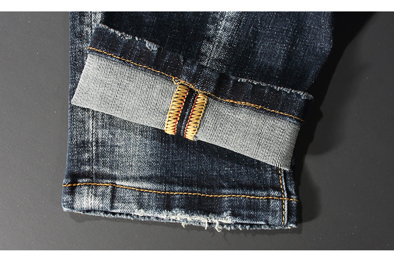 Ropa de calle para hombre Denim Punk Retro Jeans desgastados