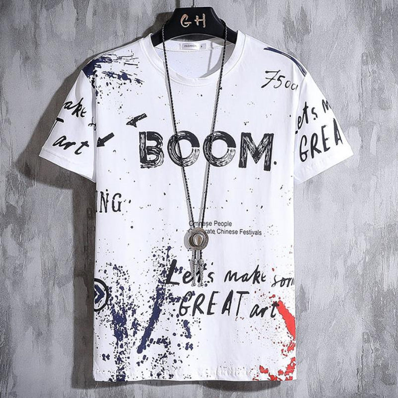 BOOM T-shirt d'été à col rond pour homme 