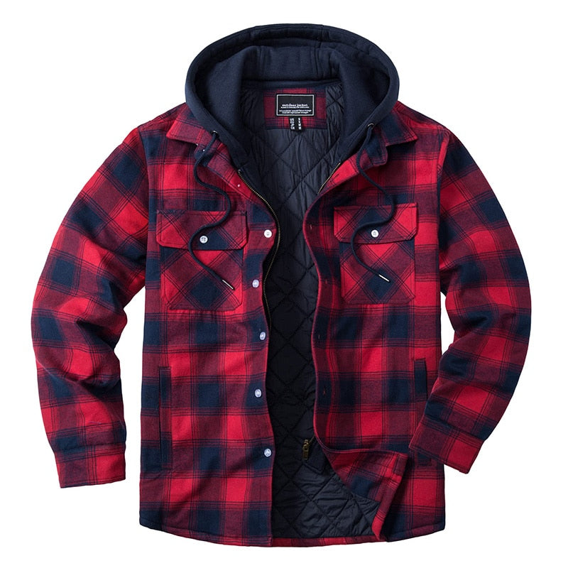 VAC Men's Thick Flannel Plaid Casual Jacket