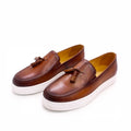 Men's Genuine Leather Handmade Tassel Flat Shoes