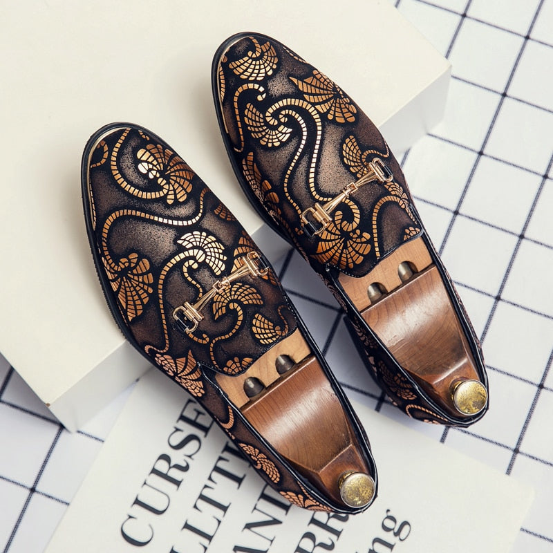 Mocasines sin cordones de diseño floral para hombre