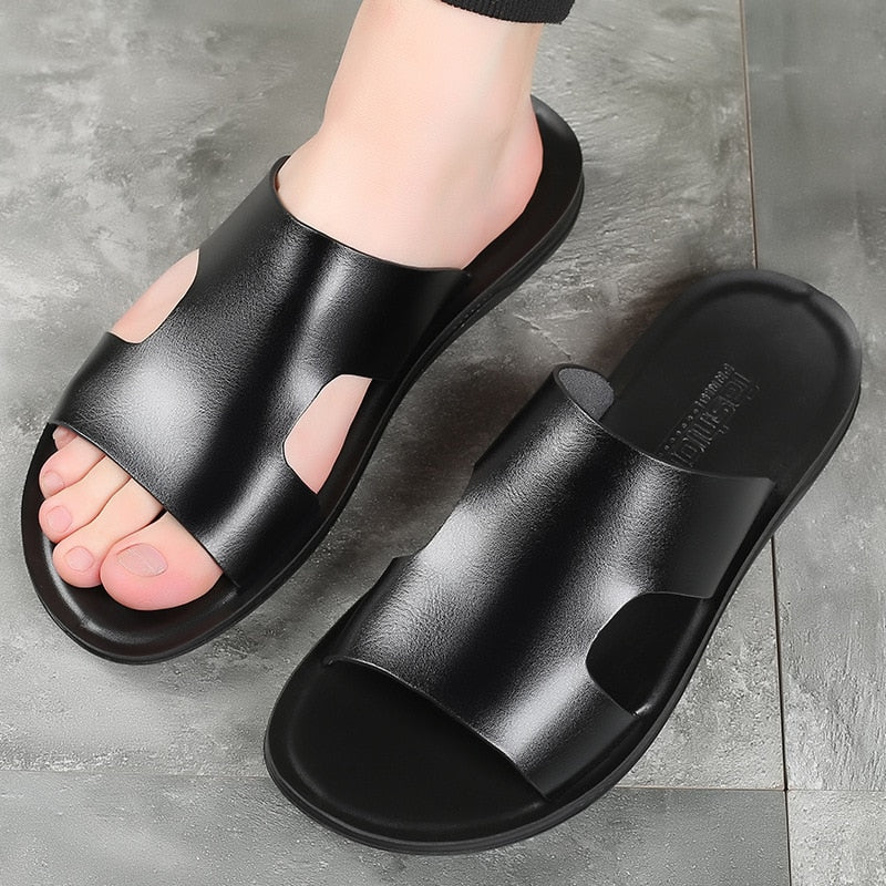 Sandalias transpirables de cuero de verano para hombres