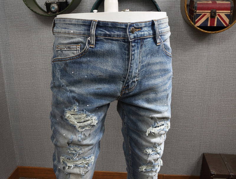 Jeans rasgados azul claro High Street Fashion para hombre