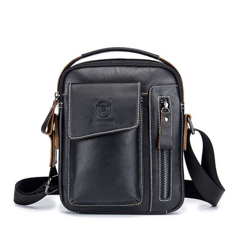 BULLCAPTAIN Men's Genuine Leather Crossbody Shoulder Bag