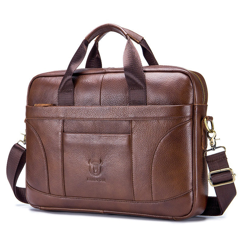 BULLCAPTAIN Men's Genuine Leather Business Briefcase bag