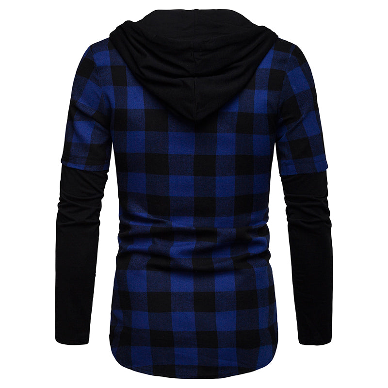 VAC Men's Casual Slim Fit Flannel Hooded Shirt