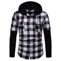 VAC Men's Casual Slim Fit Flannel Hooded Shirt