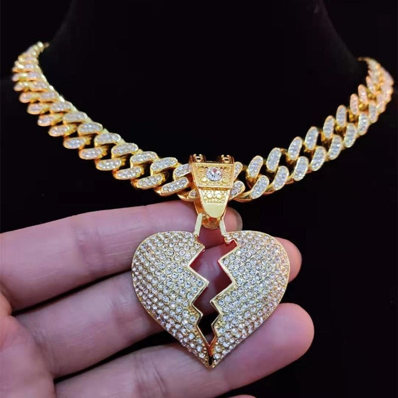 Collier unisexe Heartbroken Hip Hop Iced Out